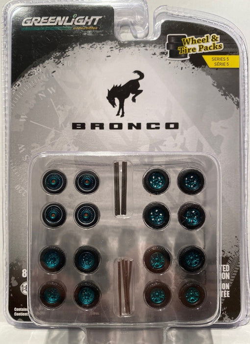 Ford Bronco Wheel & Tire Pack  - Auto Body Shop series 5 - GREENMACHINE 1/64   - 16090 BGR