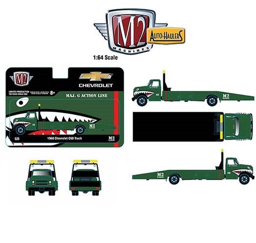 Auto Hauler - 1968 Chevrolet C60 Flatbed Truck MAJ.G Action Line - M2 - 1/64 - 39100-S01  -  Passion Diecast 