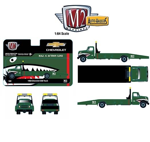 Auto Hauler - 1968 Chevrolet C60 Flatbed Truck MAJ.G Action Line - M2 - 1/64 - 39100-S01  -  Passion Diecast 