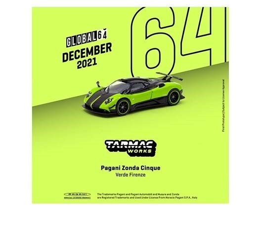 Pagani Zonda Cinque Green - Tarmac Works -  1/64  - T64G-TL021 GR - Passion Diecast 