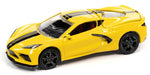 2020 Chevrolet Corvette Accelerate Yellow with Twin Black Stripes  - Auto World 1/64 -  AWSP084 B -  Passion Diecast 