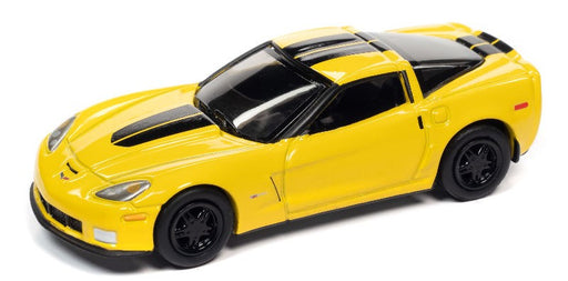 2012 Chevrolet Corvette Z06 in Velocity Yellow with Black Stripes  - Johnny Lightning 1/64 - JLSP189 B -  Passion Diecast 
