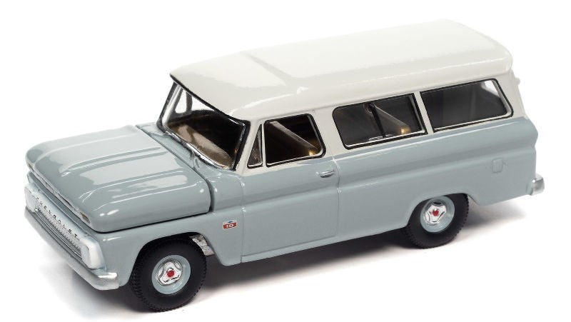 1966 Chevrolet Suburban in Gray Body with White Roof  - Auto World 1/64 -  AWSP091 A  -  Passion Diecast 