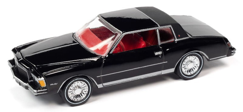 1978 Chevrolet Monte Carlo in Black with Partial Flat Black Vinyl Roof  - Johnny Lightning 1/64 - JLSP196 A -  Passion Diecast 