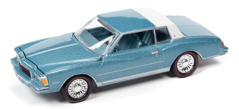 1978 Chevrolet Monte Carlo in Light Blue Poly with Partial Flat White Roof  - Johnny Lightning 1/64 - JLSP196 B