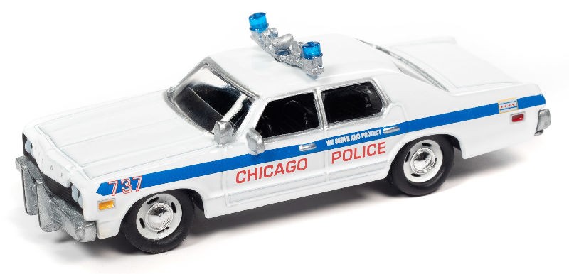 Blues Brothers - Chicago Police 1975 Dodge Monaco in White and Blue - Johnny Lightning 1/64 - JLSP216 - Passion Diecast