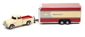 1955 Chevy Cameo Pickup Truck Bombay Ivory with Enclosed Car Trailer - Truck&Trailers - Johnny Lightning  1:64 -  JLSP200 B A