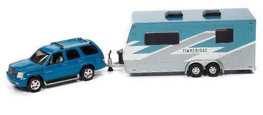 2005 Cadillac Escalade Teal with Camper Trailer - Truck&Trailers - Johnny Lightning  1:64 -  JLSP200 A B