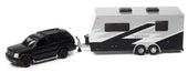 2005 Cadillac Escalade Matte Black Camper Trailer - Truck&Trailers - Johnny Lightning  1:64 -  JLSP200 B B
