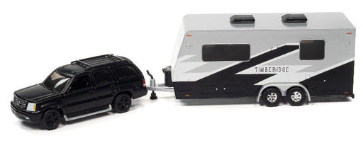 2005 Cadillac Escalade Matte Black Camper Trailer - Truck&Trailers - Johnny Lightning  1:64 -  JLSP200 B B