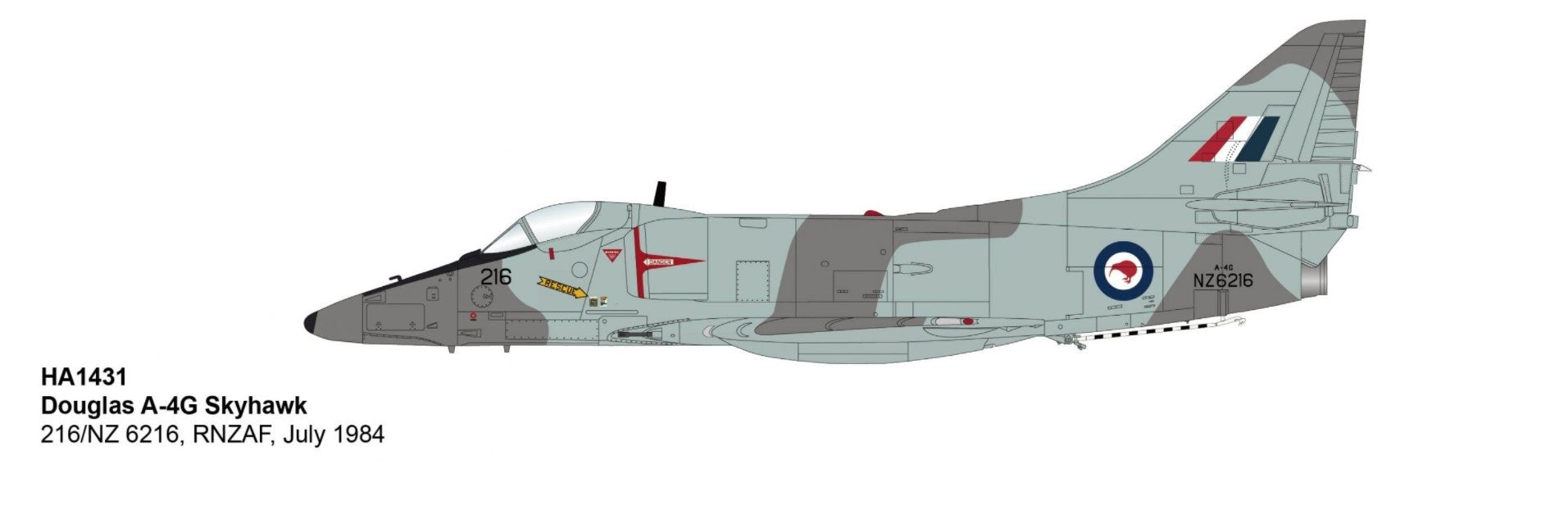 Douglas A-4G Skyhawk RNZAF, 216/NZ 6216, New Zealand, July 1984 / Hobby Master 1:72 HA1431
