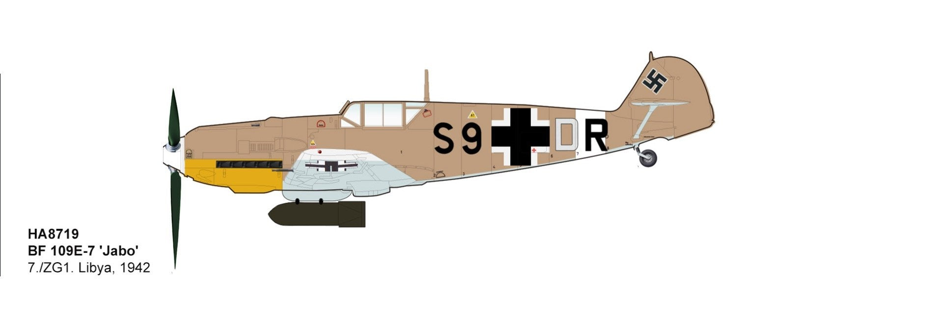 Messerschmitt Bf 109E / Luftwaffe 7./ZG 1, S9+DR, Libya, 1942 / Hobby Master 1:48 HA8719