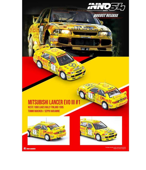 Mitsubishi Lancer Evolution III No.1 Neste 1000 Lakes - Tarmac Works - 1/64 - IN64-EVO3-1KL95 - Passion Diecast 