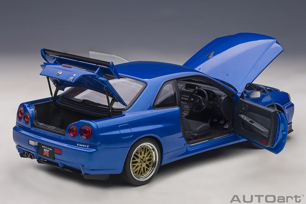 Nissan Skyline GT-R (R34) V-Spec II with BBS LM wheels - Bayside Blue -  Autoart - 77409 Passion Diecast