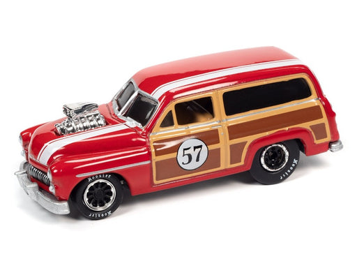 1950 Mercury Woody Wagon in Gloss Red - Street Freaks - Johnny Lightning - 1:64 - JLSF020-A  D