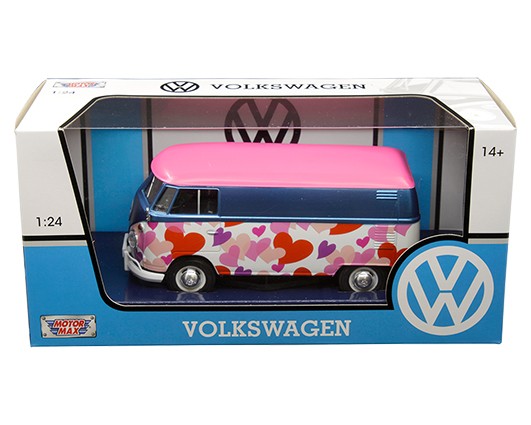 1962 Volkswagen T1 Type 2-- Delivery Van Love Pink  - Motormax 1-24 - 79581 - Passion Diecast 