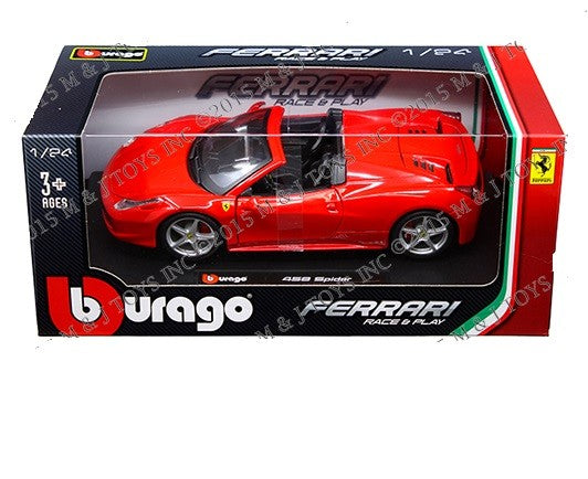 Ferrari Race & Play - Ferrari 458 Spider (red) - Bburago 1-24 - 18-26017 RD - Passion Diecast 