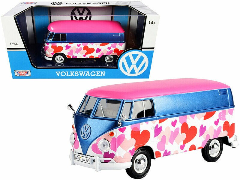 1962 Volkswagen T1 Type 2-- Delivery Van Love Pink  - Motormax 1-24 - 79581 - Passion Diecast 
