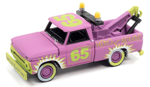 1965 Chevy Truck Tow Truck in Flat Bright Purple - Demolition Derby - Johnny Lightning 1:64 - JLSP209 B -  Passion Diecast 