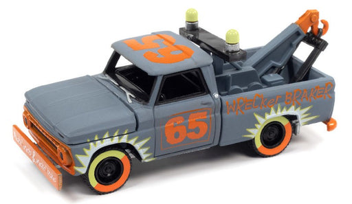 1965 Chevy Truck Tow Truck in Flat Smoke Blue-Gray - Demolition Derby - Johnny Lightning 1:64 - JLSP209 A