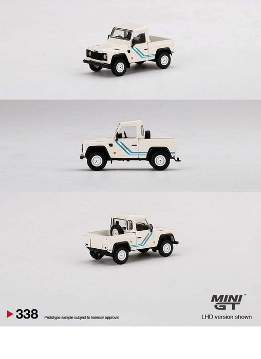 Mini GT - 1:64 - Land Rover Defender 90 Pickup White - Mijo Exclusives USA - MGT00338 Passion Diecast