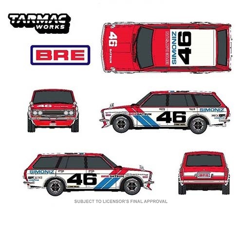 Indonesia Exclusive Datsun Bluebird 510 Wagon BRE No.46 Limited Edition - Tarmac Works - 1/64 - T64G-026-BRE46