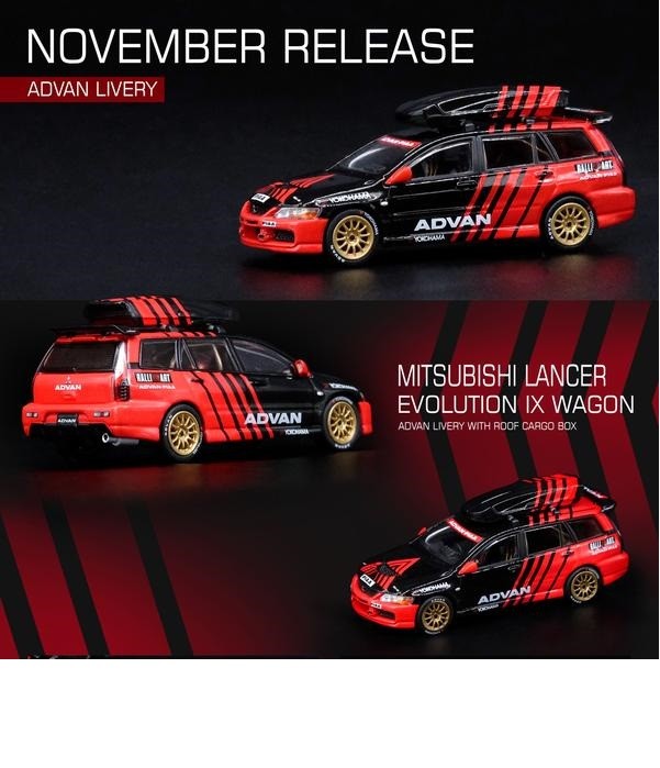 Mitsubishi Lancer Evo IX Wagon "ADVAN" With Road Car Interior With Roof Cargo Box - INNO 64 - 1/64 - IN64-EVO9W-ADRB