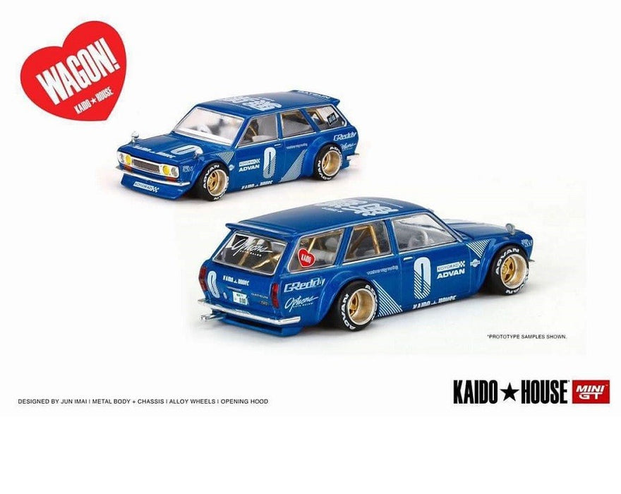 Mijo Exclusive - Kaido★House - Datsun 510 Wagon Blue - Mini GT - Mijo Exclusives - 1/64 - KHMG011