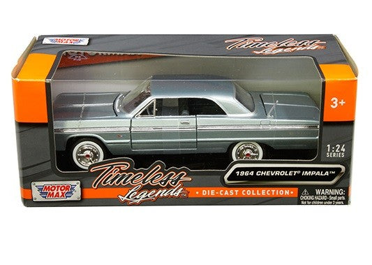 1964 Chevrolet Impala Hard Top Blue - Motormax 1-24 - 73259 BL - Passion Diecast 