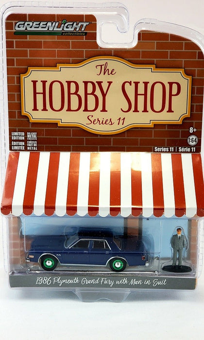 CHASE CAR 1986 Plymouth Grand Fury Unmarked Police Car with Man in Suit- The Hobby Shop Series 11-1/64 Greenlight - 97110 DGR
