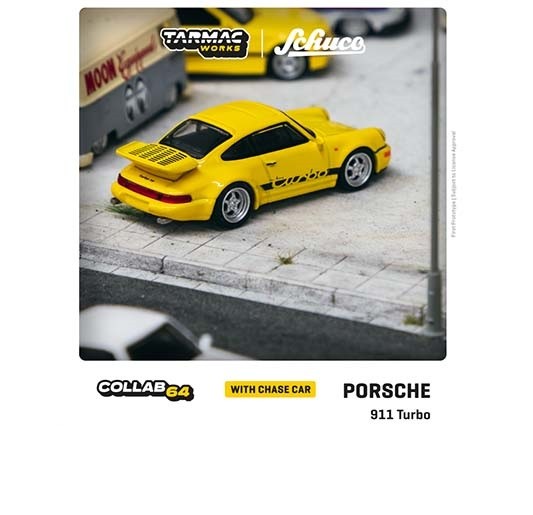 Porsche 911 Turbo Yellow - Tarmac Works & Schuco - 1/64 - T64S-009-YL - Passion Diecast 