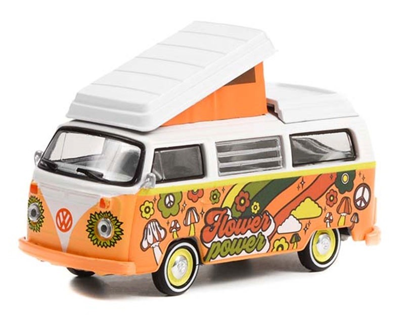 Flower Power - 1973 Volkswagen Type 2 Westfalia Campmobile - Club Vee-Dub Series 14 - 1/64 Greenlight - 36050 C
