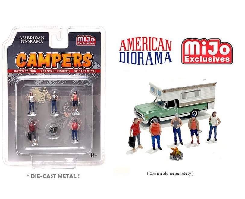 Mijo Exclusive - Campers - set Figurine 6 pieces Diecast  -  American Diorama 1-64 - 76489MJ - Passion Diecast