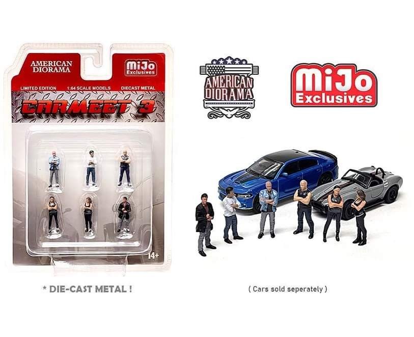 Mijo Exclusive - Car Meet 3 - set Figurine 6 pieces Diecast  -  American Diorama 1-64 - 76488MJ - Passion Diecast