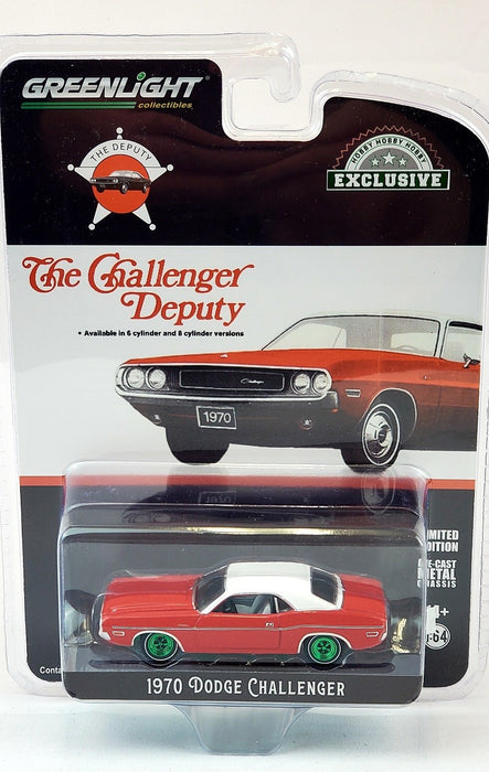 CHASE CAR The Challenger Deputy - 1970 Dodge Challenger in Bright Red with White - Hobby Exclusive - 1/64 Greenlight - 30313GR