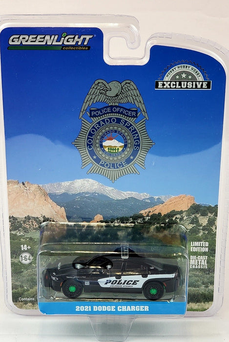 CHASE CAR Colorado Springs, Colorado Police Department - 2021 Dodge Charger - Hobby Exclusive - 1/64 Greenlight - 30314GR