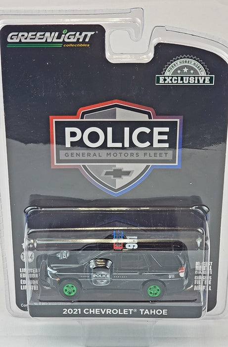 CHASE CAR 2021 Chevrolet Tahoe Police Pursuit Vehicle - Hobby Exclusive - 1/64 Greenlight - 30293GR