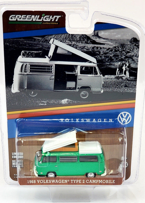 CHASE CAR 1968 Volkswagen Type 2 (T2B) Camper Van - Hobby Exclusive -1/64 Greenlight - 29835GR