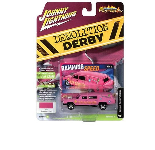 Custom Haulin Hearse (Demolition Derby) Pink - Johnny Lightning 1:64 - JLSP180 A Passion Diecast
