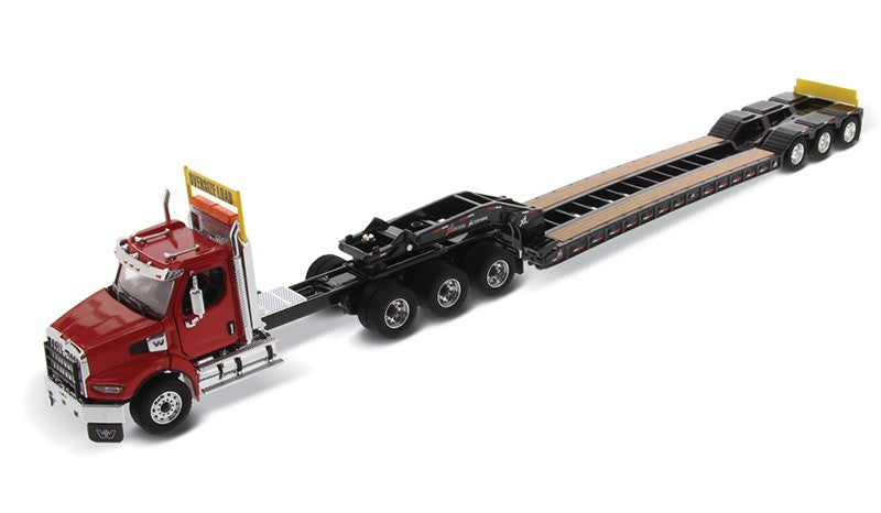Western Star 49X SB Tridem Tractor in Red with XL 120 HDG Drop Deck Trailer - Diecast Master 1/50 - 71090