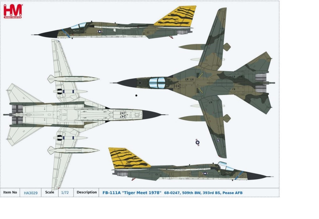 General Dynamics FB-111A Aardvark USAF 509th BW 393rd BS, Kleine Brogel Belgium NATO Tiger Meet 1978 / Hobby Master 1:72 HA3029