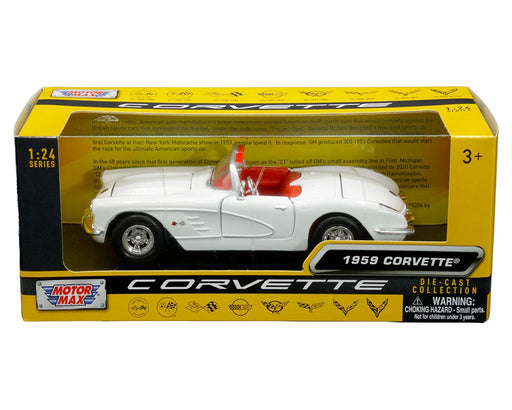 History of Corvette - 1959 Chevrolet Corvette C1 (White with red interior) - Motormax - 1/24 - 73216HC WHRD