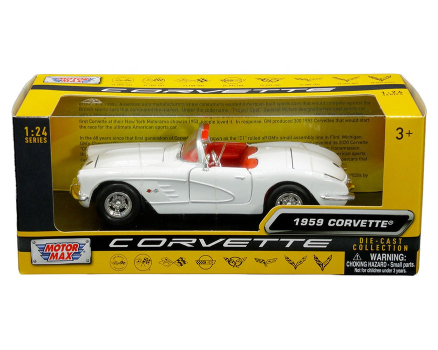 History of Corvette - 1959 Chevrolet Corvette C1 (White with red interior) - Motormax - 1/24 - 73216HC WHRD