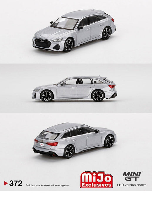 Mini GT - 1:64 - Audi RS 6 Avant Carbon Black Edition Florett Silver - Mijo Exclusives USA - MGT00372 Passion DIecast