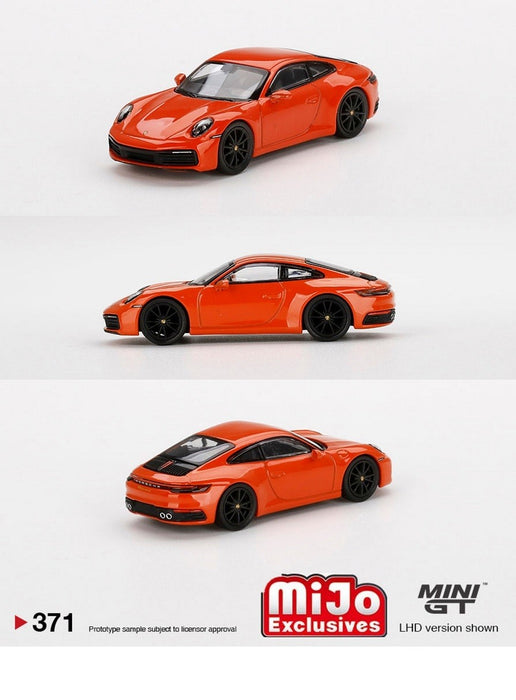 Mini GT - 1:64 - Porsche 911 (992) Carrera 4S Lava Orange - Mijo Exclusives USA - MGT00371 Passion Diecast