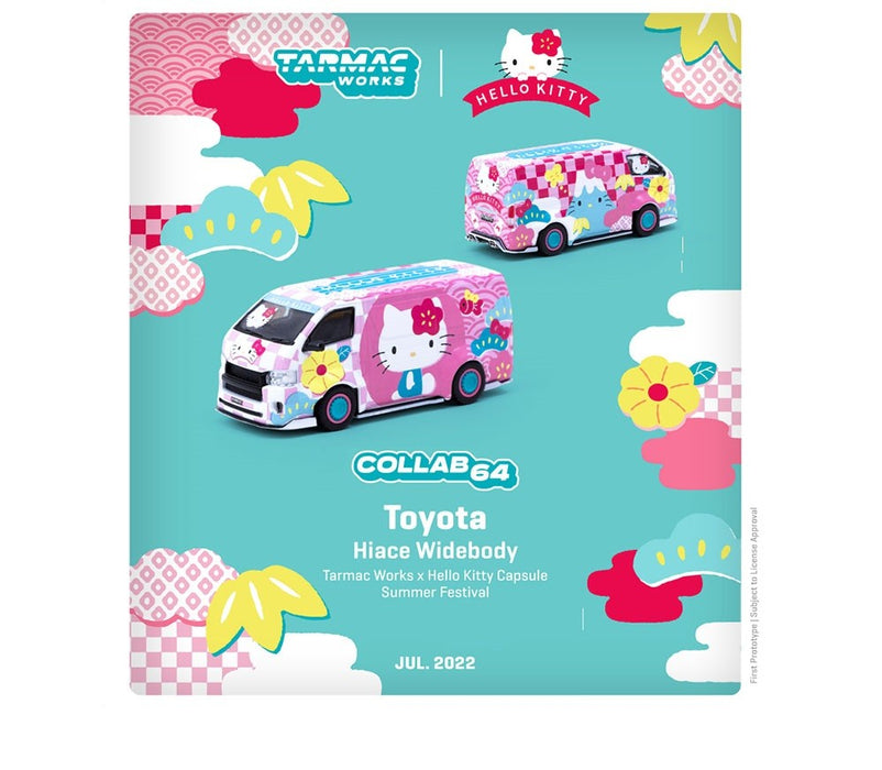 Toyota Hiace Widebody Hello Kitty Summer Festival - Tarmac Works & Hello Kitty - Global 64 - 1/64 - T64-038-HKSF