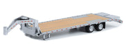 Gooseneck Trailer in Primer Gray with Red and White Conspicuity Stripes - Hobby Exclusive - 1/64 Greenlight - 30391