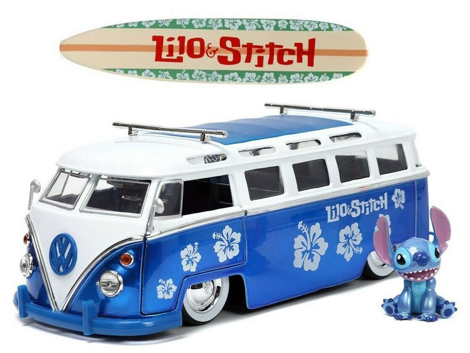 Disney Lilo & Stitch Volkswagen T1 Bus with Stitch Figure - Hollywood Rides - Jada 1/24 - 31992 - Passion Diecast