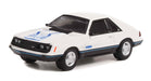 1979 Ford Mustang Cobra in White and Medium Blue Glow - Hot Hatches Series 2 - 1/64 Greenlight - 63020 C Passion Diecast