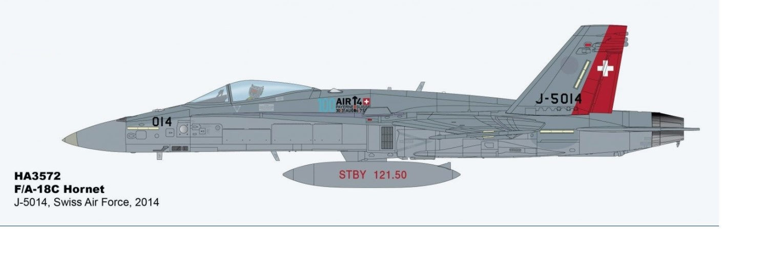 McDonnell Douglas F/A-18C Hornet Swiss Air Force 11 Staffel Tigers, Meiringen AB, Switzerland 2014 / Hobby Master 1:72 HA3572